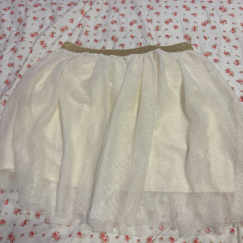 Holiday Time Cream Skirt with Gold Accent 
#Kids size